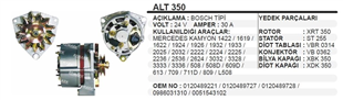 Alternatör 24V 30AH Mercedes Axor Kamyon ALT350 | REMARK ALT350