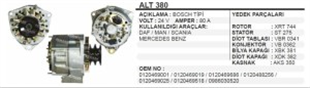Alternatör 24V 80AH Mercedes Daf Man Axor ALT380 ALT103 | REMARK ALT380