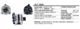 Alternatör 12V 180AH Land Rover Freelander Volvo S80 06-FORD Mondeo | REMARK ALT3820