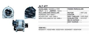 Alternatör 12V 100AH New Holland Perkins Jcb 99>> Land Rover 200 400 ALT477 63321434 63321466 63320317 | REMARK ALT477