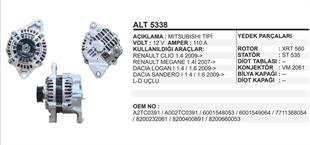 Alternatör 12V 110AH Dacia Logan Sandero Clio Kango | REMARK ALT5338