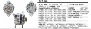 Alternatör 12V 65AH Mazda 323 626 MX5 ALT546 | REMARK ALT546