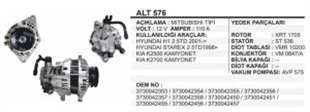 Alternatör 12V 110AH H100 Starex Ym Klima 10mm Cıvatalı Alt Ayak ALT22862 | REMARK ALT576