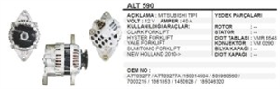 Alternatör 12V 40AH Forklift Yalet Clark Clark Yale Forklift Sumıtomo New Holland 2010-- 2FİŞ ALT590 | REMARK ALT590