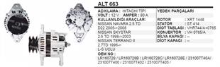Alternatör 12V 80AH Nissan Skystar Navara Hitaci Tip Nissan Terrano II ALT663 Nıssan Almera I 2.0 D N15 1995-2000 CD20 / Nıss | REMARK ALT663