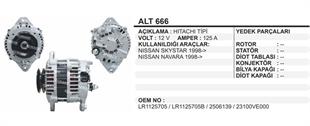 Alternatör 12V 125AH Nissan Navara Skystar Volvo Penta Marin | REMARK ALT666
