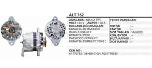 Alternatör 24V 30AH Komatsu Nikko Tipi | REMARK ALT752