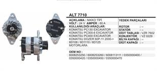 Alternatör 24V 60AH Komatsu PC300 Excavatör Dozer Nikko Tip | REMARK ALT7710