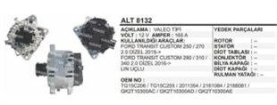 Alternatör 12V 165AH Ford Torneo Custom | REMARK ALT8132
