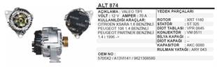 Alternatör 12V 70AH Citroen X Sara 1.6 Benzinli Peugeot 106 1.4 Citroen Peugeot Partner Benzinli 1.4 | REMARK ALT874
