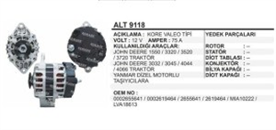 Alternatör 12V 75A Jhondeere 3320 3520 Yanmar Dizel Motorlu | REMARK ALT9118