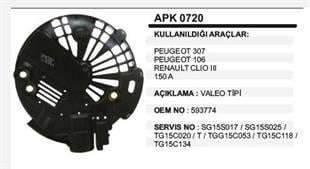 Alternatör Plastik Kapak Peugeot 307 106 Clio Valeo Tip Peugeot 307 106 Renault Clio III 150 Amp | REMARK APK0720
