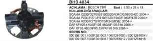 Kömür Yuvası Scania Ym Merc.daf Mercedes Actros Man 261 Daf Johndeere Valtra BHB60954034 | REMARK BHB4034K