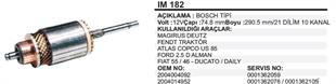 Marş Kollektörü 12V Magirus 74.8X290 162 Same 55 46 Ducato Daily Atlas Ford 25 Magırus Deutz Fiat 540 Bosch Tip | REMARK IM182