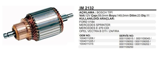 Marş Kollektörü 12V Transit MERC.OPEL-59X149X11 J10 | REMARK IM2132