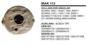 Marş Arka Kapak Bosch 371 Scania 94 114 164 | REMARK MAK113