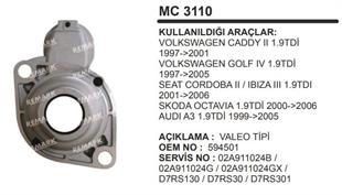 Pinyon Kapağı Vw Caddy II 97-01 Golf IV 97-05 Passat Seat Leon Cordoba II İbiza Skoda Octavia Audi A3 99-05 D7RS Valeo Tip | REMARK MC3110