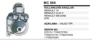 Pinyon Kapağı D7E Reno R19-CLİO2 Megane MC680 | REMARK MC680