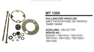 Marş Motoru Tamir Takımı Bmc Profesyonel 827 39MT 827 Montaj 14 Parça | REMARK MT1300