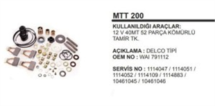 Marş Motoru Tamir Takımı 24V 40MT 52 Parça Kömürlü | REMARK MTT210