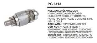 Marş Dişlisi 13DİŞ Hyundai Excavatör Bobcat İş Makinası / Case Bekoloder Bobcat Komatsu PC200 PC220 | REMARK PG6113