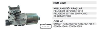 Silgi Motoru 12V Peugeot Pejo 207 06-10 5FİŞ | REMARK RSM9320