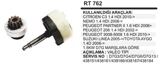 Rediktör Takımı+dişlisi 11DİŞ D7G PARTNER-206-207 Suzuki Linea Toyota Aygo | REMARK RT762