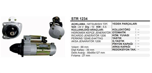 Marş Motoru 24V 10DİŞ Hidromek Kepçe Jeneratör Rıcardo Jeneratör 1206 Perkıns 1204E-E44TTAG Aksa Jenaratör 1206 | REMARK STR1234