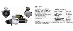 Marş Motoru 24V 13DİŞ Komatsu İş Mak PC200 Dozer İş Makinasi Makinesi 023000600813 | REMARK STR2607