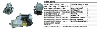 Marş Motoru 24V 11DİŞ Komatsu Excavatör Yeni Nesil İş Makinası Dozer Lastik Paletli | REMARK STR2692