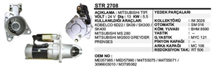 Marş Motoru 24V 13DİŞ 5.5 Kw Mitsubishi Tipi Kobelco 6D22 SK09 SK300 SK400 Mitsubishi İş Makinası | REMARK STR2708