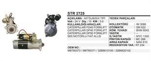 Marş Motoru 24V 10DİŞ Mitsubishi Tipi Caterpillar Forklift Cat Excavatör Terex Tmc 5TON Forklift 4KULAK | REMARK STR2725