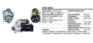 Marş Motoru 12V 11DİŞ Renault Kangoo Megane 1.9 D 95 99 | REMARK STR3050