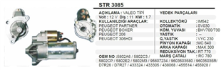 Marş Motoru 12V 11DİŞ Peugeot Partner Berlingo Xsara 10/11/12 Dıse Olur | REMARK STR3085