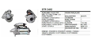 Marş Motoru 12V 13DİŞ Ford Transit Tourneo Courier Fiesta Start Stop ESW20E18 ESW2023 438300 1740048 1902473 | REMARK STR3492