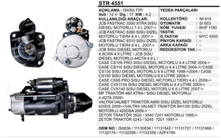 Marş Motoru 12V 11DİŞ Mf Jcb Valtra Perkins Case Jhondere Marin Motoru | REMARK STR4551