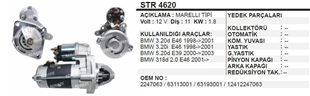 Marş Motoru 12V 11DİŞ Bmw Marellitip E46 320D 520DE | REMARK STR4620