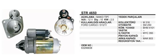 Marş Motoru 12V 10DİŞ Mako Tip Ford Cargo Kamyon D750 D1210 D1211 Kargo Cargo 2014 2517 2520 D1210 D1312 STR4672 STR4650 | REMARK STR4650