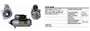 Marş Motoru 24V 9DİŞ Fiat 35NC 50NC İveco 85 12 Otoyol STR7226 STR4680 63217226 | REMARK STR4680