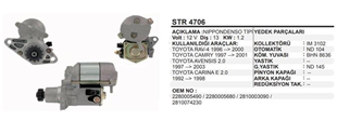 Marş Motoru 12V 13DİŞ Toyota Corolla Avensis RAV4 Carina Camry | REMARK STR4706