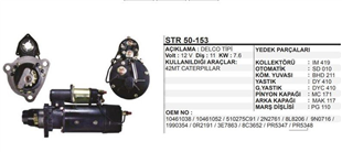 Marş Motoru 12V 11DİŞ 42MT Caterpiller Cummins Jenaratör | REMARK STR50153