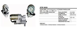 Marş Motoru 12V 10DİŞ Kia 2.7 2.9 TDI Kia Carnival I 2.9 Td Up 1998-2001 2902CCM J3/ Kia Carnival II 2.9 Crdi Gq 2001-2006 29 | REMARK STR5020