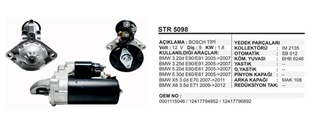 Marş Motoru 12v 9diş 1.8kw Bmw 320d 325d 520d 530 Yanmar Marin | Remark Str5098