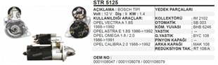 Marş Motoru 12V 9DİŞ Opel Vectra A Astra E 1.8 16V | REMARK STR5125