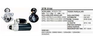 Marş Motoru 12V 11 Diş Opel Astra G-vectra C 2.0 Dizel STR5144 8000338 0001108236 | REMARK STR5144