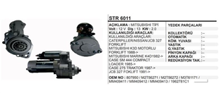 Marş Motoru 12V 13DİŞ Loader Backhoe Jcb Jenaratör Jcb 335HST Compact Traktör S4L2 Motorlu 2008->TEREX HR16 Paletlı Mini 17096N | REMARK STR6011