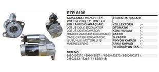 Marş Motoru 24V 11DİŞ Ters Hitachi Tip Jcb Isuzu Jcb Isuzu 4JJ1 Motor Excavatör Motorlu Is Makinaları Sumitoma 130SH | REMARK STR6106