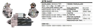Marş Motoru 12V 10DİŞ Mercedes Benz 280-420 S500 Bosch Tip | REMARK STR6437