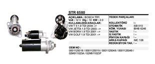 Marş Motoru 12V 10DİŞ 2KULAK Vw Jetta-bora Ters | REMARK STR6580