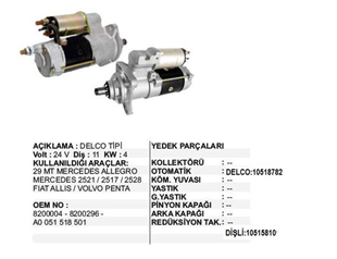 Marş Motoru 24V 11DİŞ Mercedes Axor 29MT 2517 2521 2528 | REMARK STR7163